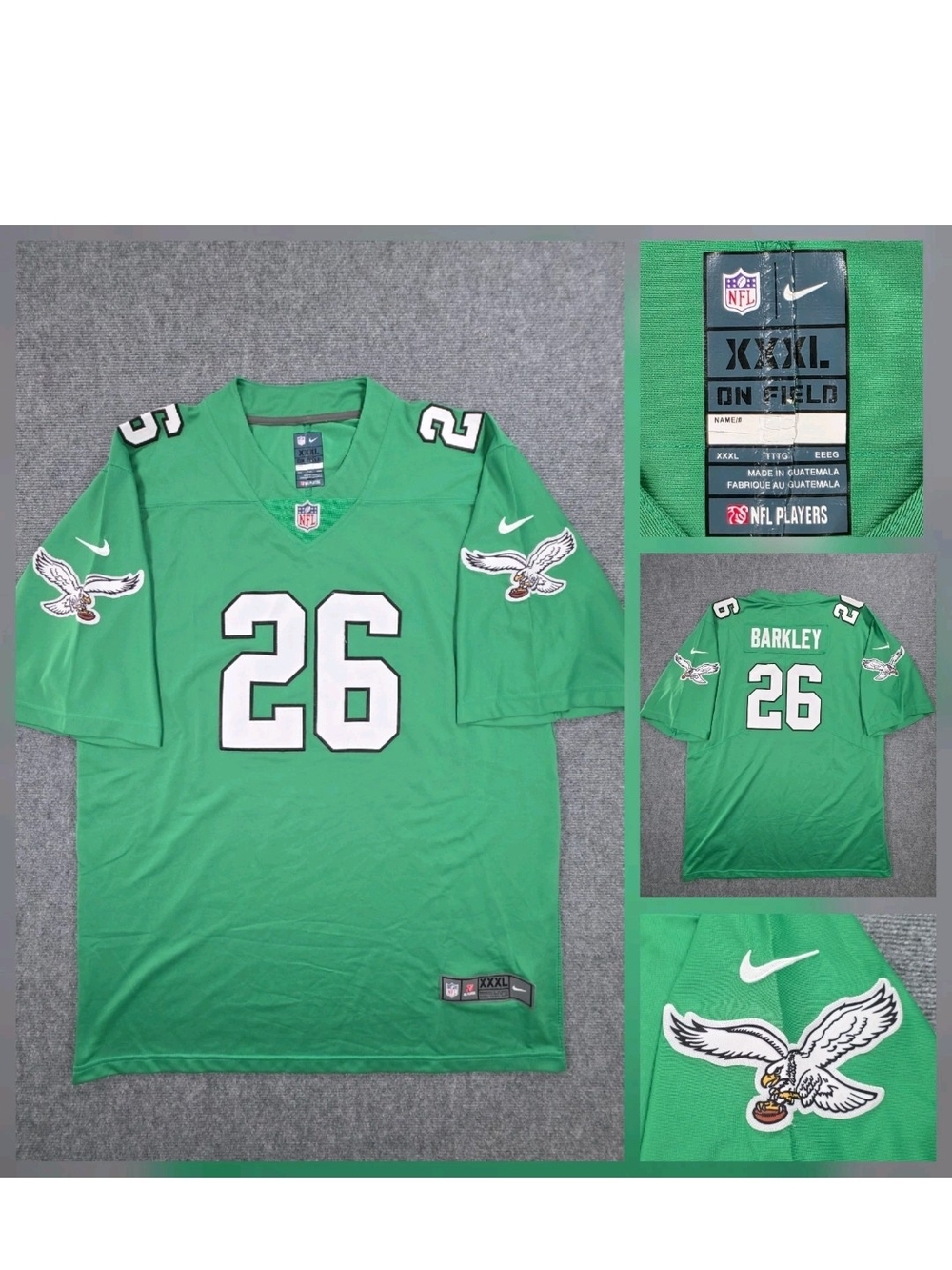Nike On Field Saquon Barkley Philadelphia Eagles #26 Jersey Green Sz 3XL Stitch